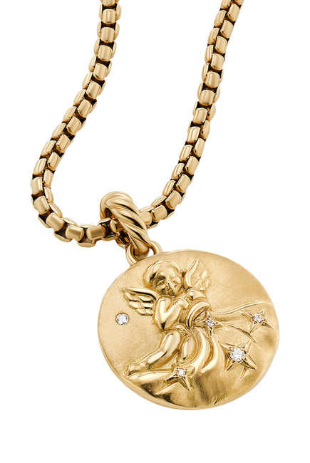 Zodiac Aquarius Amulet, 18k Yellow Gold & Diamonds